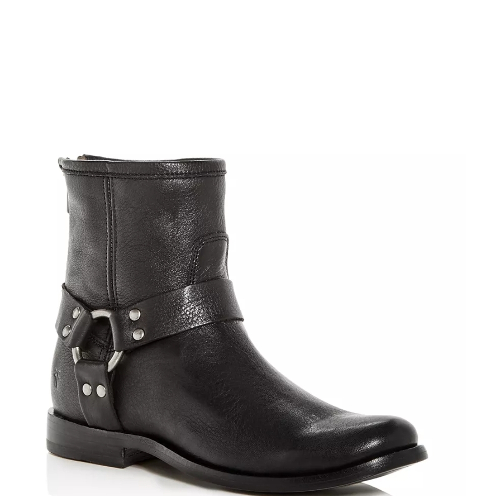 Frye Black Leather Harness Ankle Boots - Picture 2 of 9